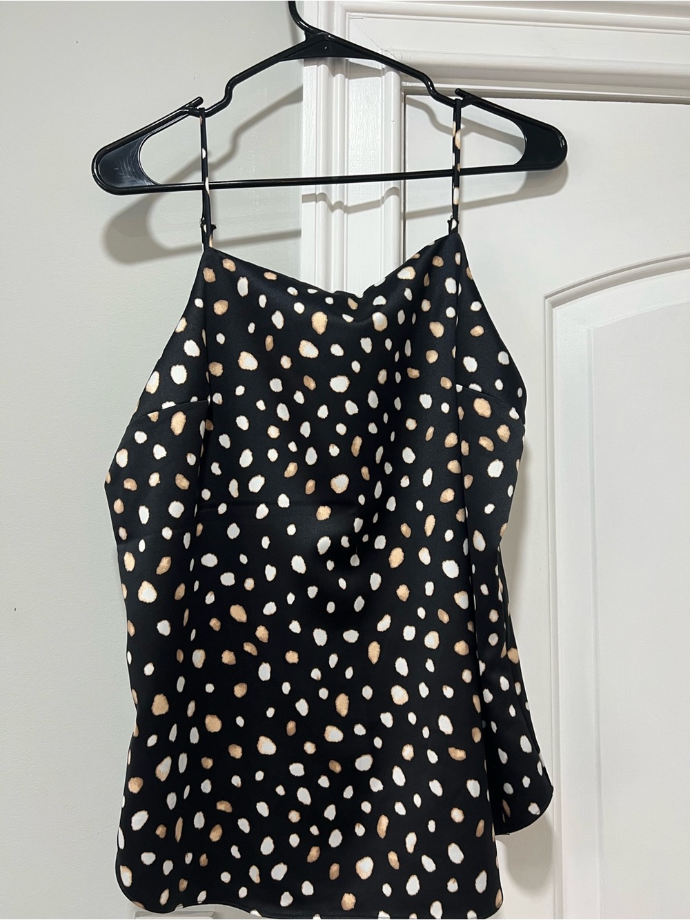Ann Taylor Black Spotted Cami with Cream and Tan Dots
